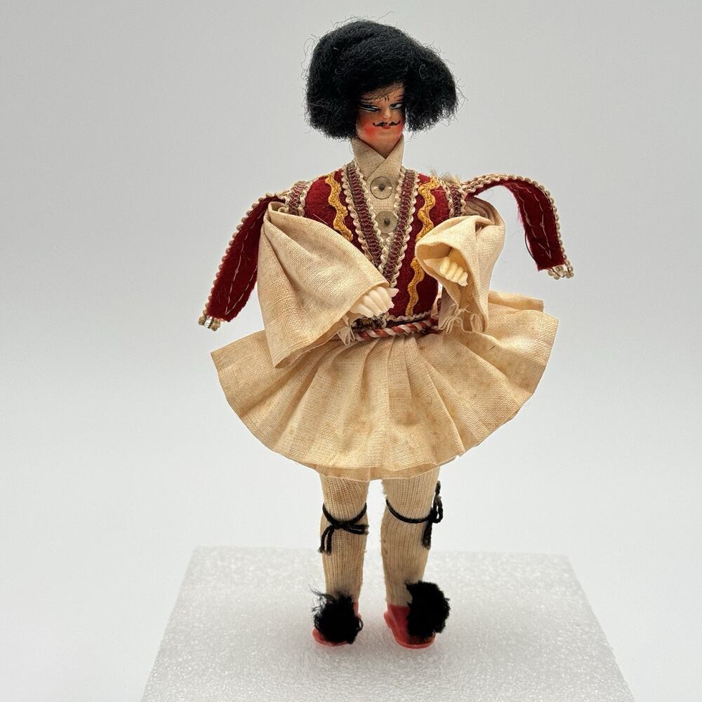 VTG Greek Traditional Army Soldier Folk Doll Costume Collectible
